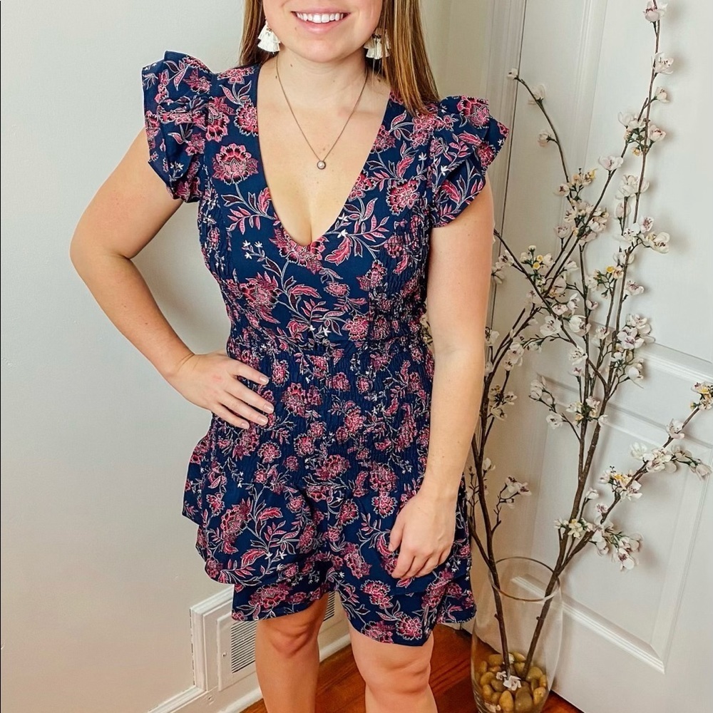 Floral Smocked Ruffle Mini Dress - Picture 2 of 5
